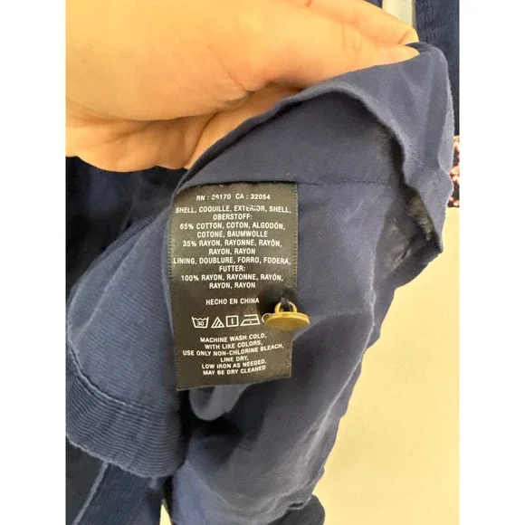 Anthropologie Maeve Navy Corduroy Front Tie Shirt Dress Womens Sz 2 Long Sleeve - Picture 3 of 7